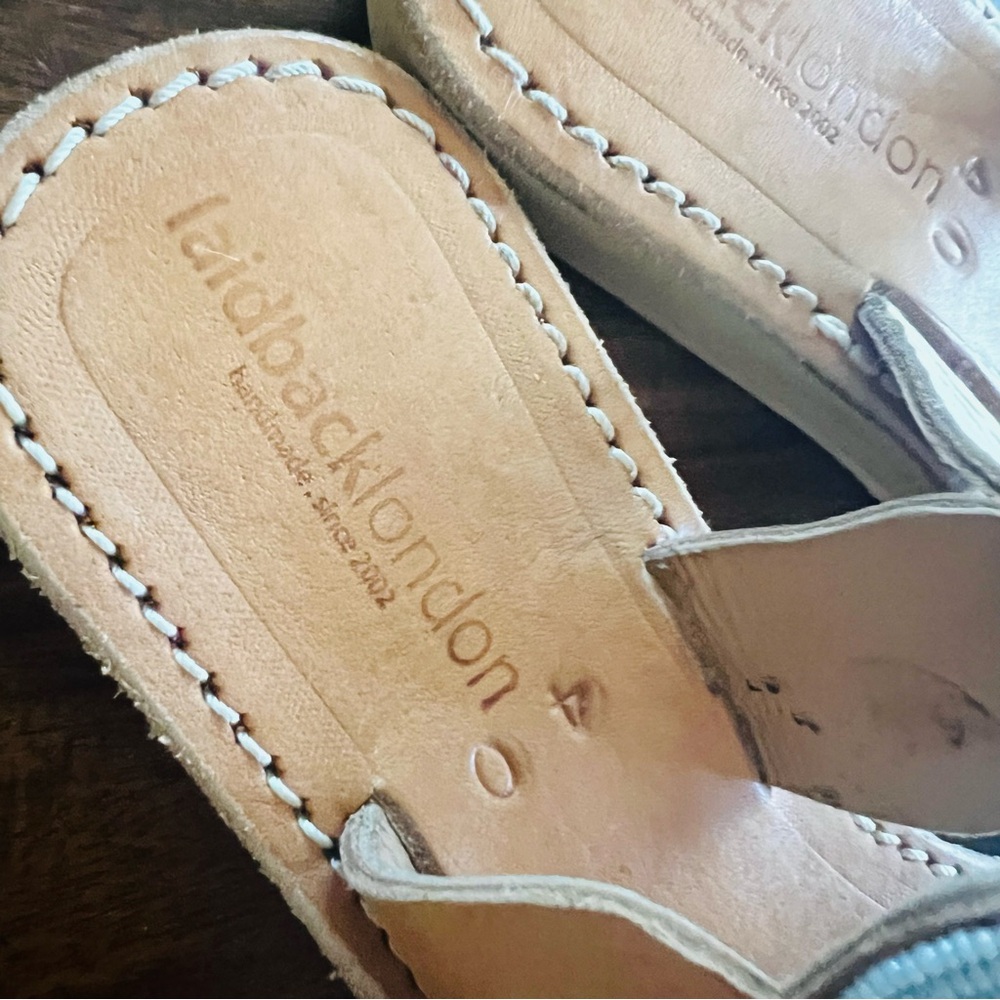 Laurence Dacade Spiral Beaded Sandals - Blue and Tan - EUC Size 40EU/10US - Picture 3 of 8